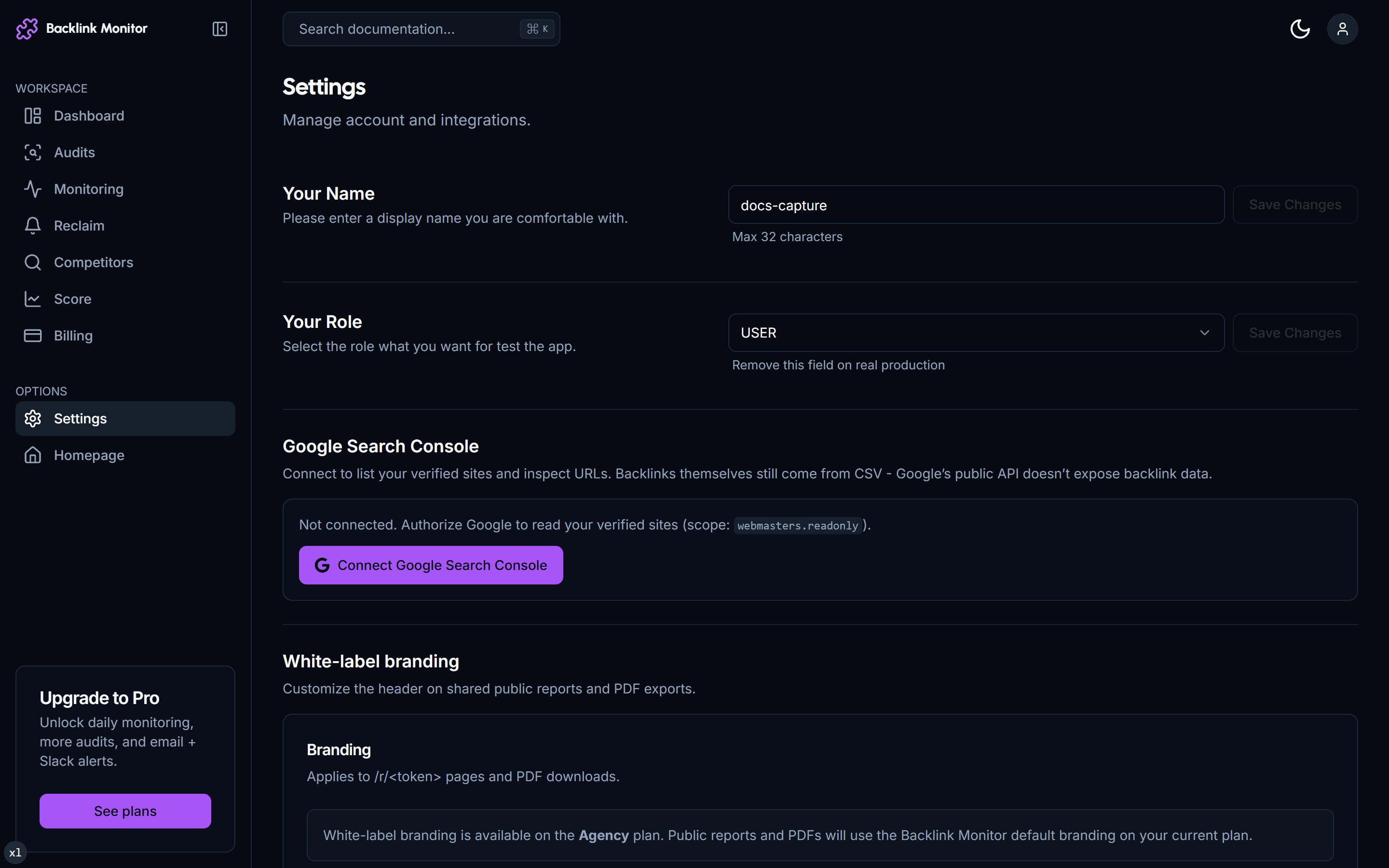 Notifications settings page with toggles for each event type